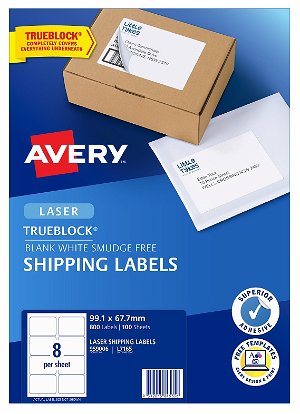 Avery L7165 White Laser 99.1 x 67.7mm Permanent Shipping Labels with Trueblock - 800 Pack