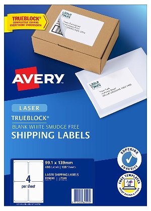 Avery L7169 White Laser 99.1 x 139mm Permanent Shipping Labels with Trueblock - 400 Pack