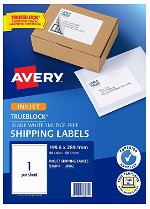 Avery J8167 White Inkjet 199.6 x 289.1mm Permanent Shipping Labels with Trueblock - 50 Pack