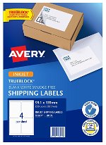 Avery J8169 White Inkjet 99.1 x 139mm Permanent Shipping Labels with Trueblock - 200 Pack