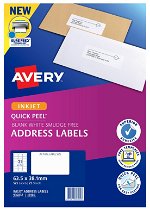 Avery J8160 White Inkjet 63.5 x 38.1mm Permanent Quick Peel Address Labels with Sure Feed – 525 Pack