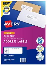 Avery J8162 White Inkjet 99.1 x 34mm Permanent Quick Peel Address Labels with Sure Feed – 400 Pack