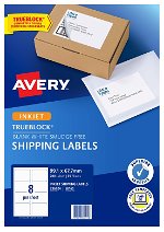 Avery J8165 White Inkjet 99.1 x 67.7mm Permanent Shipping Labels with Trueblock – 200 Pack