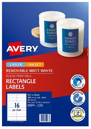 Avery L7162 White Laser Inkjet 99.1 x 34mm Removable Multi-Purpose Labels – 400 Pack