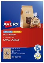Avery L7103 Kraft Brown Laser Inkjet 64 x 42mm Oval Permanent Product Labels - 270 Pack