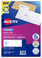 Avery L7163 White Laser 99.1 x 38.1mm Permanent Quick Peel Address Labels with Sure Feed – 560 Pack
