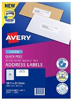 Avery L7651 White Laser 38.1 x 21.2 mm Permanent Quick Peel Address Labels with Sure Feed - 2600 Pack