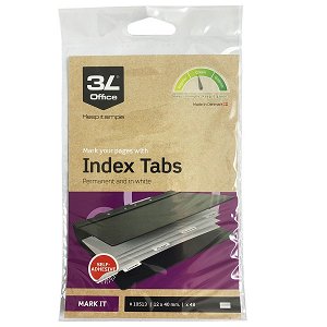 3L 40mm Permanent Index Tabs White - 48 Pack