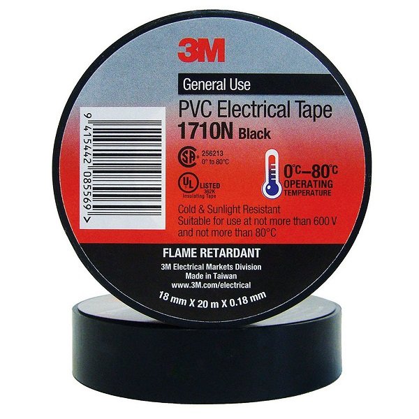 3M 1710N-BL 18mm x 20m PVC Electrical Tape Black