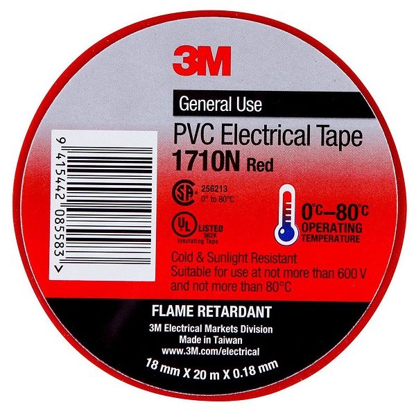3M 1710N-RE 18mm x 20m PVC Electrical Tape Red