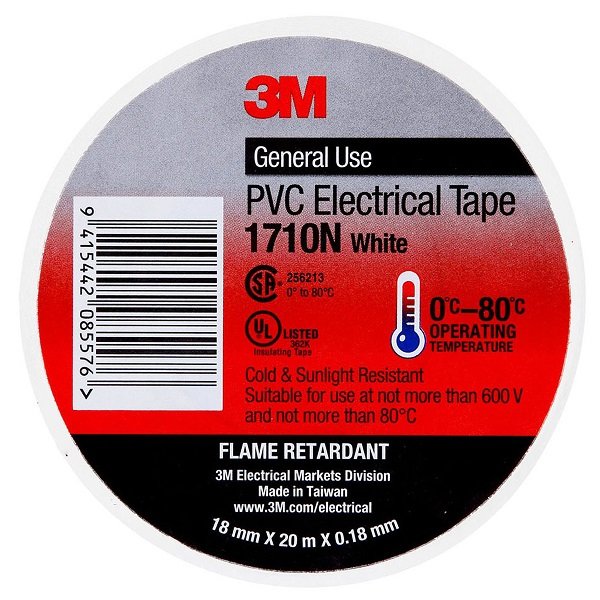 3M 1710N-WH 18mm x 20m PVC Electrical Tape White