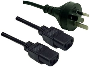 Dynamix 2m 3 Pin Plug to 2x IEC Female Plug SAA Approved Y Power Cord Cable