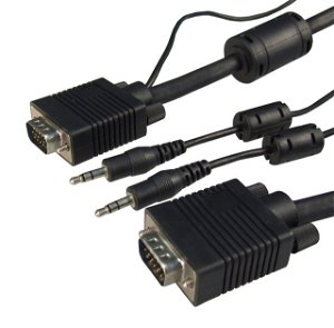 Dynamix 2M VGA Male/Male Cable with 3.5mm Male/Male Audio Lead BLACK Colour Coaxial Shielded