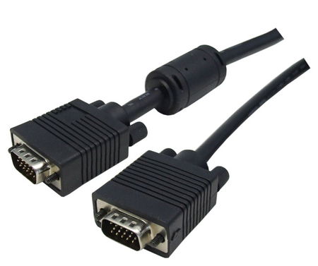 Dynamix 15M VESA DDC1 & DDC2 VGA Male/Male Cable - Molded, BLACK Colour Coaxial Shielded