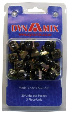 Dynamix 20pc Pack Black 3 Piece Cage Nut
