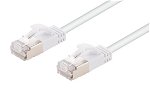 Dynamix 2M White Cat6A S/FTP Slimline Shielded 10G Patch Lead Cable