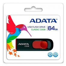 view ADATA C008 64GB Retractable USB 2.0 Flash Drive - Black