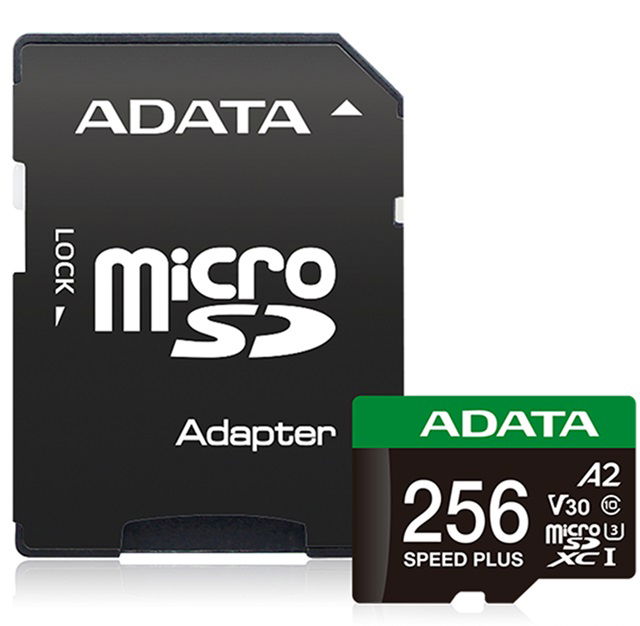 ADATA Speed Plus 256GB UHS-I U3 A2 V30 microSDXC Card with Adapter