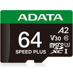 ADATA Speed Plus 64GB UHS-I U3 A2 V30 microSD Card with Adapter