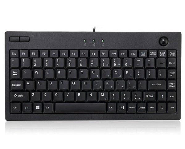 Adesso Mini Trackball USB Wired Keyboard - Black