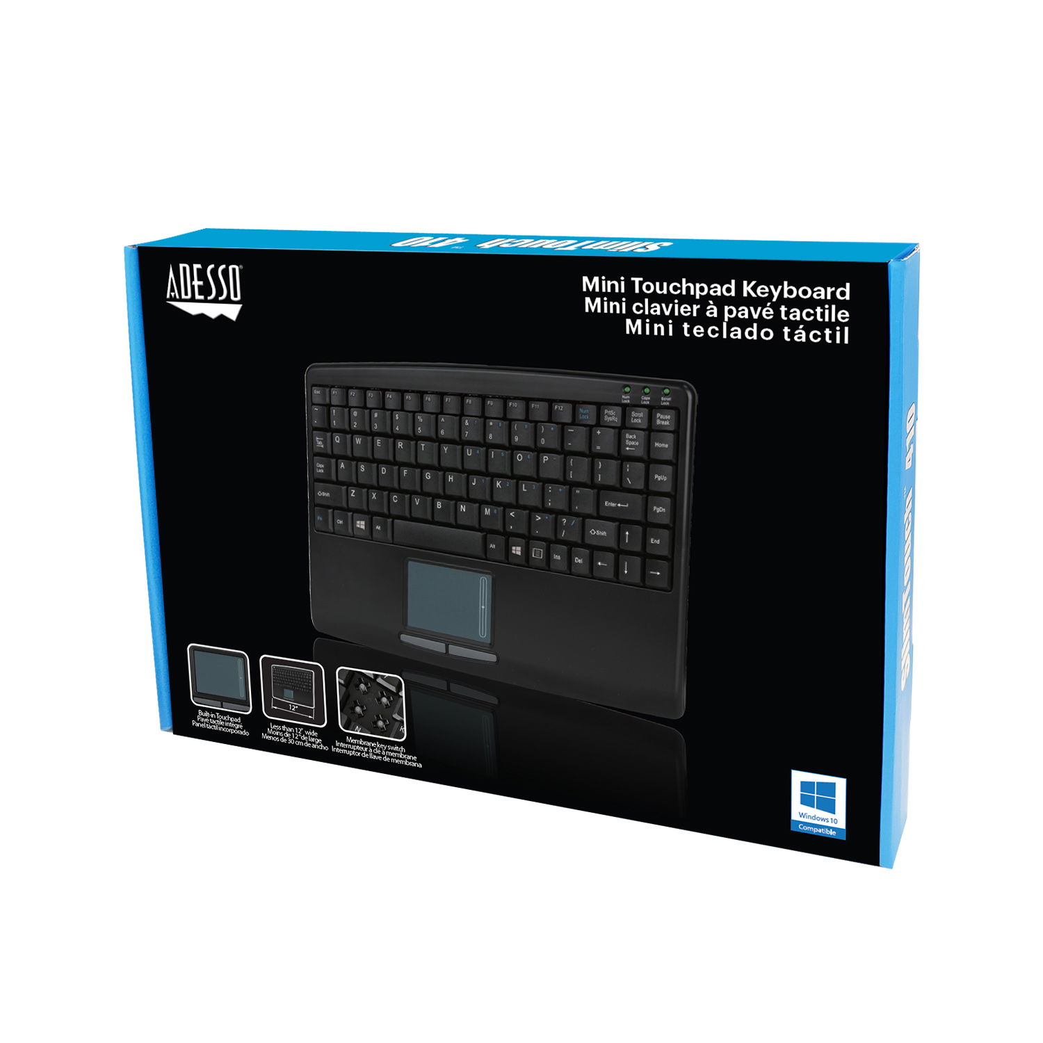 Adesso SlimTouch Mini USB Keyboard With TouchPad Black | Elive NZ