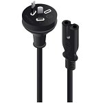 ALOGIC 2m 2 Pin Plug to IEC C7 Female Plug SAA Approved Power Cord Cable - Black
