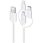 ALOGIC 30cm 3 in 1 Charge And Sync USB to Micro USB, Lightning and USB-C Cable