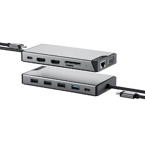 ALOGIC DV3 100W Universal 12 in 1 USB-C Triple Display Docking Station - HDMI, VGA, USB-A, USB-C