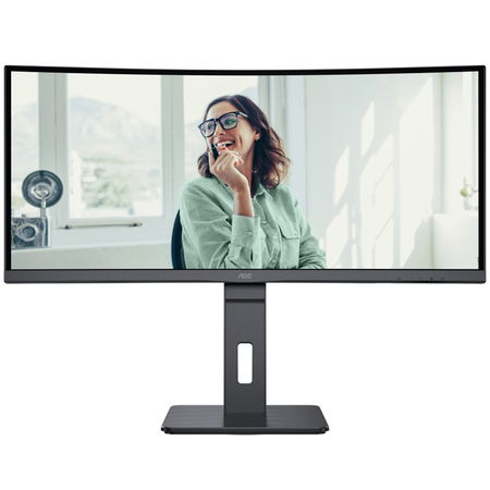 AOC CU34P3CV 34 Inch 3440x1440 4ms 100Hz VA Curved Monitor with Speakers, USB Hub - HDMI, DisplayPort, USB-C