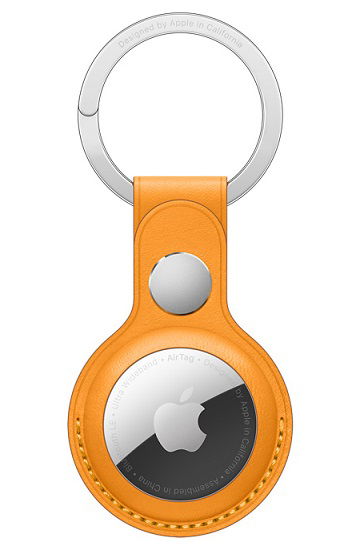 Apple AirTag Leather Key Ring - California Poppy