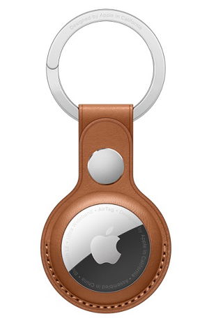 Apple AirTag Leather Key Ring - Saddle Brown