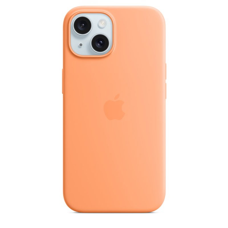 Apple Silicone Case with MagSafe for iPhone 15 - Orange Sorbet