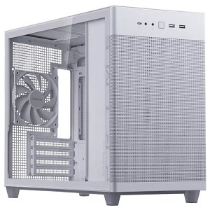 ASUS Prime AP201 Tempered Glass Micro ATX Case with No PSU - White + FREE PC Cooling Fan