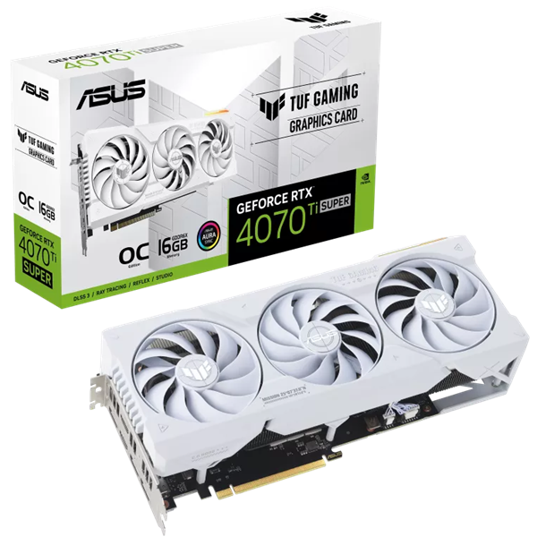 ASUS TUF-RTX4070TIS-O16G-WHITE-GAMING 16GB GDDR6X Graphic Card - HDMI, DisplayPort