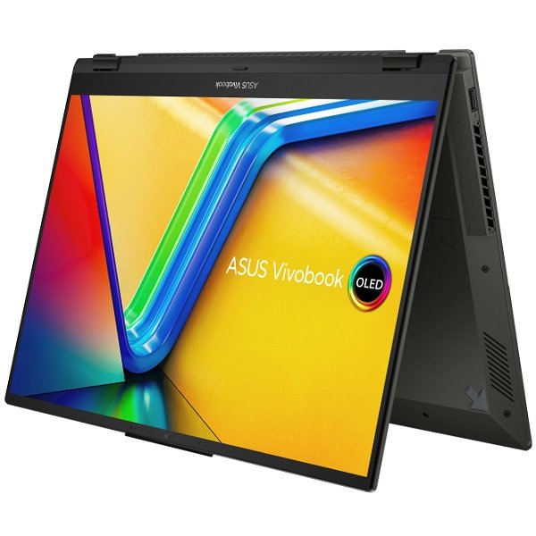 ASUS Vivobook S 16 Flip OLED 16 Inch AMD Ryzen 7 7730U 4.5GHz 8GB RAM 512GB SSD Touchscreen Laptop with Windows 11 Home - Midnight Black