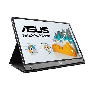 ASUS ZenScreen Touch MB16AMT 15.6 Inch 1920 x 1080 250nit IPS Portable Monitor with Built-In Battery & Speakers - USB-C & Micro HDMI