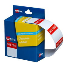 view Avery 30 x 24 mm Sale Price Dispenser Label Red & White - 400 Labels