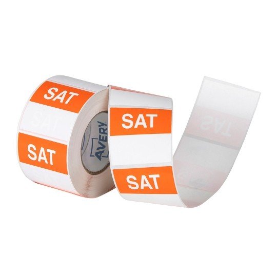 Avery 40mm Saturday Square Label Orange/White - 500 Labels