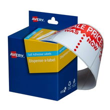 view Avery 44 x 63 mm Sale Was/Now Dispenser Label Red & White - 400 Labels