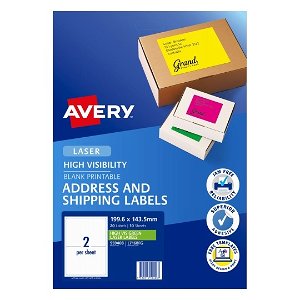 Avery L7168FG Fluoro Green Laser 199.6 x 143.5 mm High Visibility Shipping Label - 10 Sheets