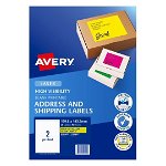 Avery L7168FY Fluoro Yellow Laser 199.6 x 143.5 mm High Visibility Shipping Label - 10 Sheets