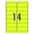 Avery L7163FY Fluoro Yellow Laser 99.1 x 38.1 mm High Visibility Shipping Label - 25 Sheets