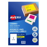 Avery L7167FY Fluoro Yellow Laser 199.6 x 289.1 mm High Visibility Shipping Label - 25 Sheets