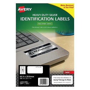 Avery L6011 Silver Laser 63.5 x 29.6mm Extra Strong Permanent Heavy Duty Identification Label – 540 Labels