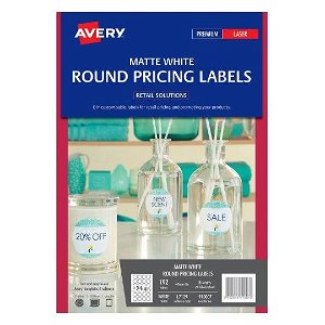 Avery L7129 Matte White Laser 40mm Round Removable Labels - 192 Pack