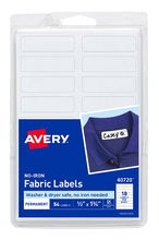 view Avery No Iron 45 x 13 mm Permanent Fabric Labels - 54 Pack