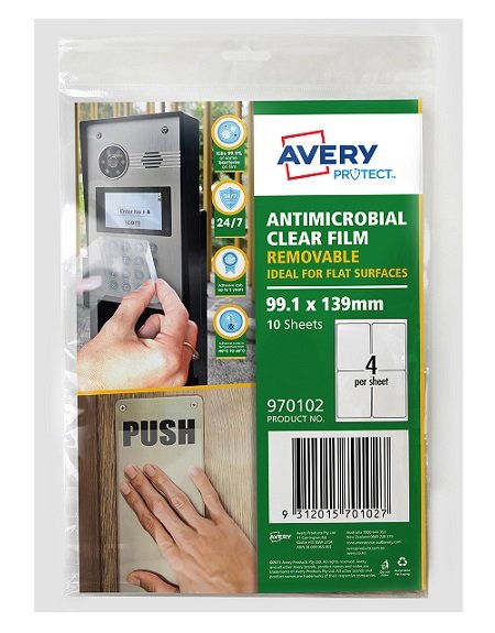 Avery Protect 99.1 x 139 mm Removable Anti-Microbial Film - 40 Pack