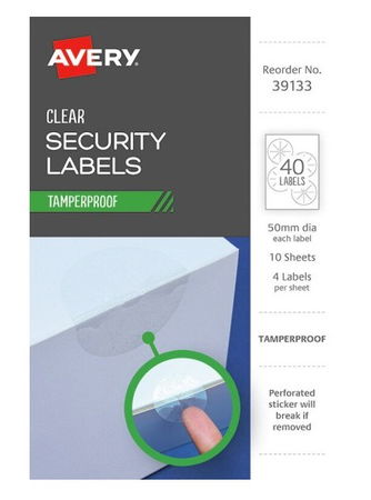 Avery Tamper Proof Clear Dot Label - 40 Pack