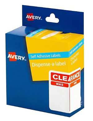Avery Was/Now Clearance 60 x 40 mm Dispenser Label - 100 Pack