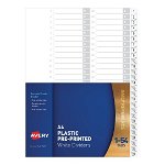 Avery White A4 Pre-printed Plastic Divider - 1-54 Tabs